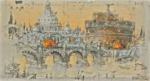 Alexander Befelein Mini Rom Mischtechnik/Karton 6 x 9 cm Unikat