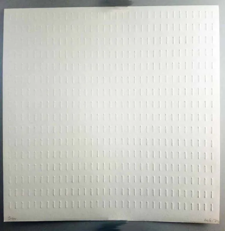 L22417 Uecker, OT,Senkr.Struktur 67,7x67,7cm 1970