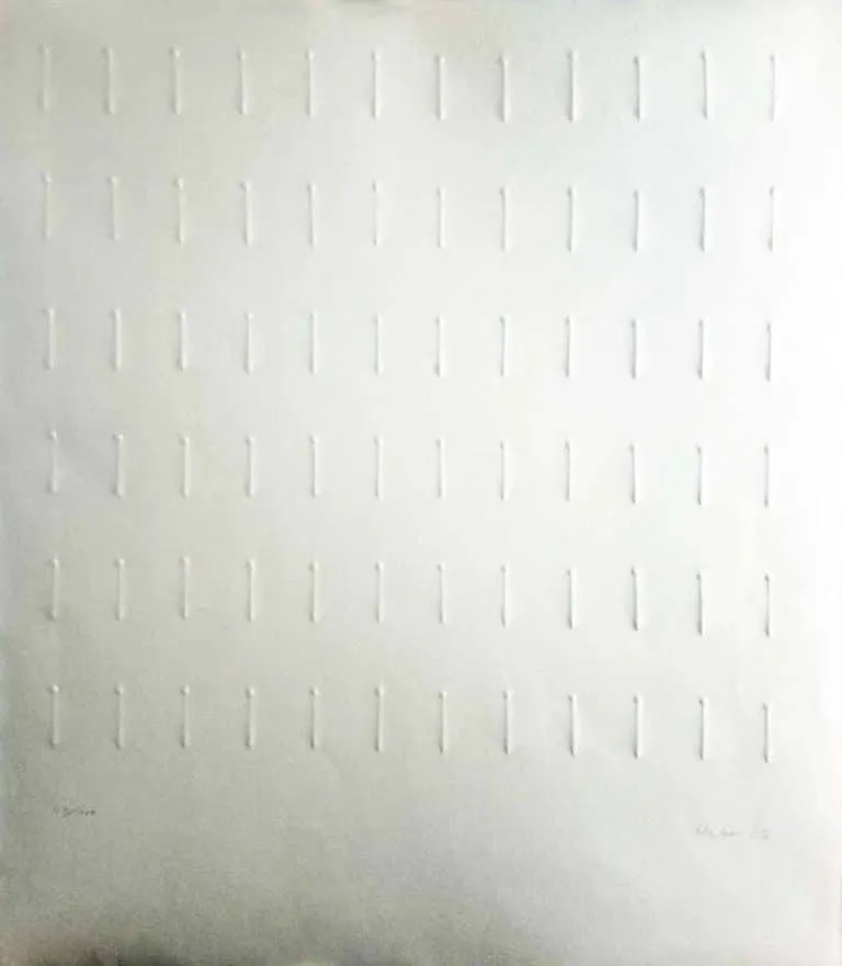 L22418 Uecker, Prägedruck Parallele Reihung 1968, 54v100 78x66cm 17500