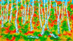 Ulrich Lipp Ohne Titel (Birkenwald) Öl/Leinwand, 2014 80 x 140 cm Unikat