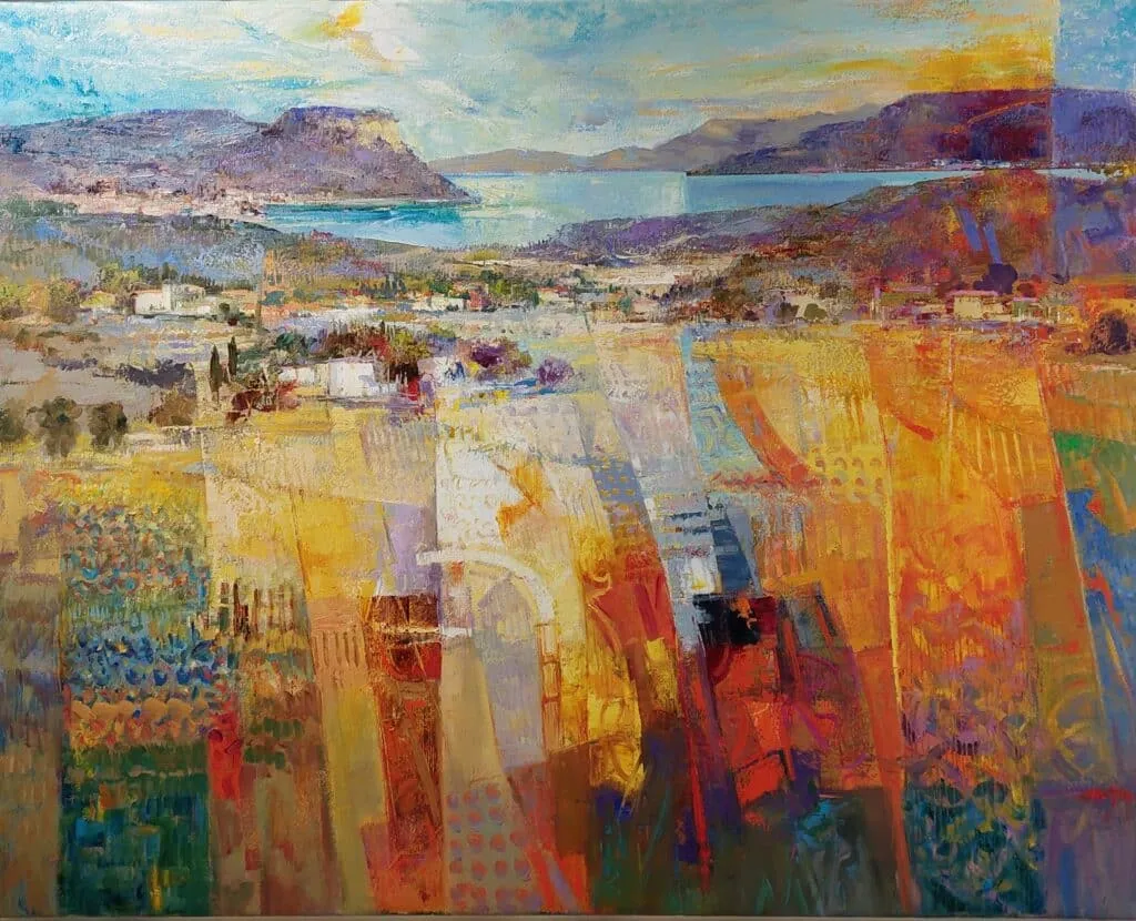 Mario Malfer Blick auf den Gardasee Öl auf Leinwand 80 x 100 cm Unikat
