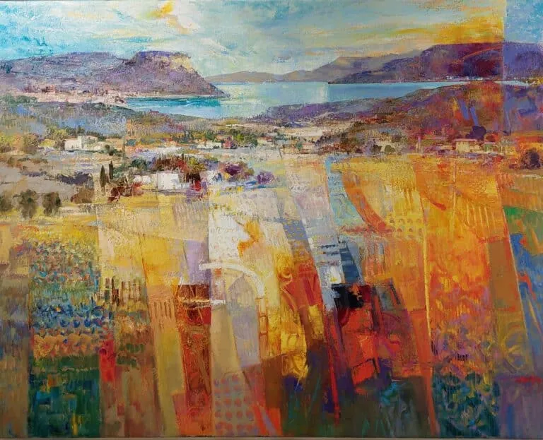 Mario Malfer Blick auf den Gardasee Öl auf Leinwand 80 x 100 cm Unikat