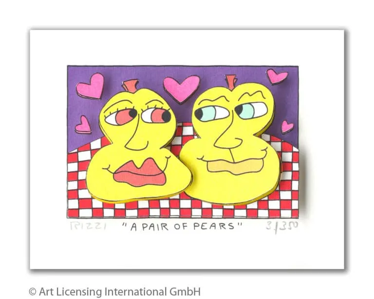 James Rizzi A pair of pears mit Passepartout drucksigniert, Auflage 350 Ex. 20 x 24 cm
