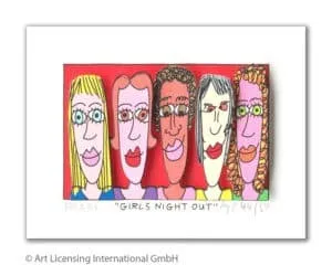 James Rizzi Girls night out mit Passepartout drucksigniert Auflage 350 Ex. 20 x 24 cm