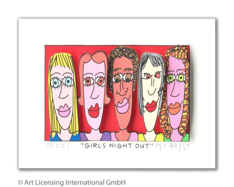 James Rizzi Girls night out mit Passepartout drucksigniert Auflage 350 Ex. 20 x 24 cm