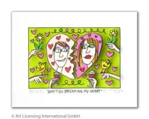 James Rizzi Don´t go breaking my heart mit Passepartout drucksigniert Auflage 350 Ex. 20 x 24 cm