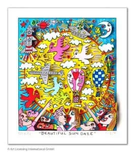 James Rizzi Beautiful Sun Daze mit Passepartout Auflage 350 Ex. drucksigniert 40 x 30 cm