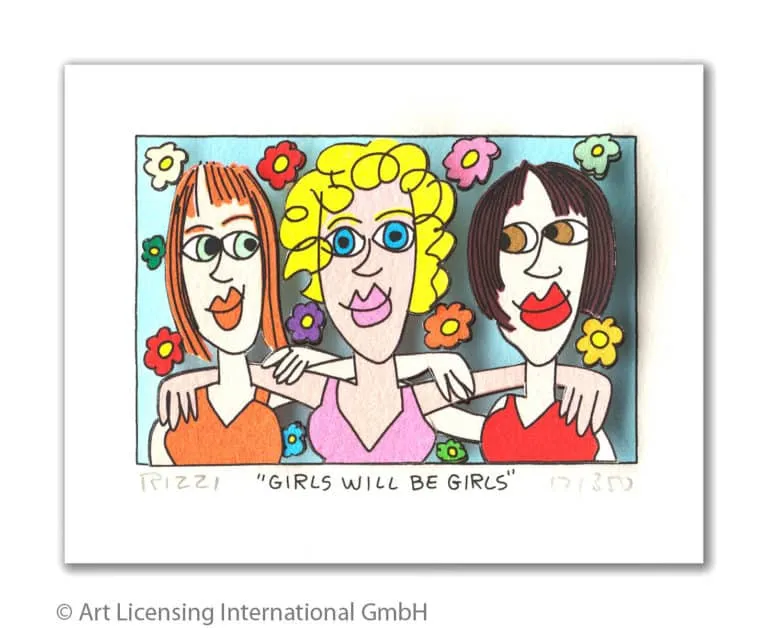 James Rizzi Girls will be girls mit Passepartout Auflage 350 Ex. drucksigniert 20 x 24 cm