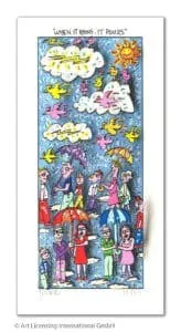 James Rizzi When it rains, it pours mit Passepartout Auflage 350 Ex. drucksigniert 30 x 20 cm