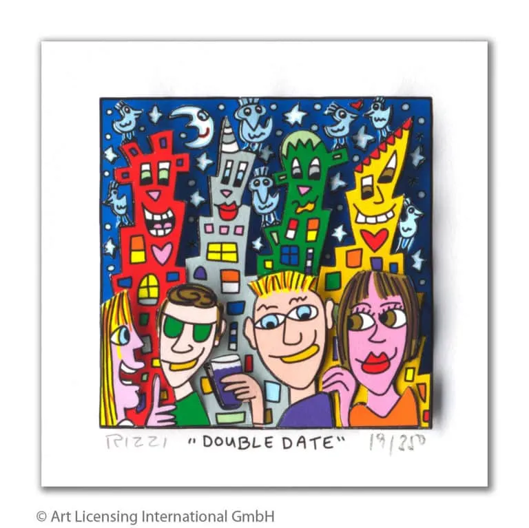 James Rizzi Double Date mit Passepartout Auflage 350 Ex. drucksigniert 24 x 20 cm