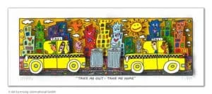 James Rizzi Take me out - Take me home mit Passepartout Auflage 350 Ex. drucksigniert 24 x 40 cm
