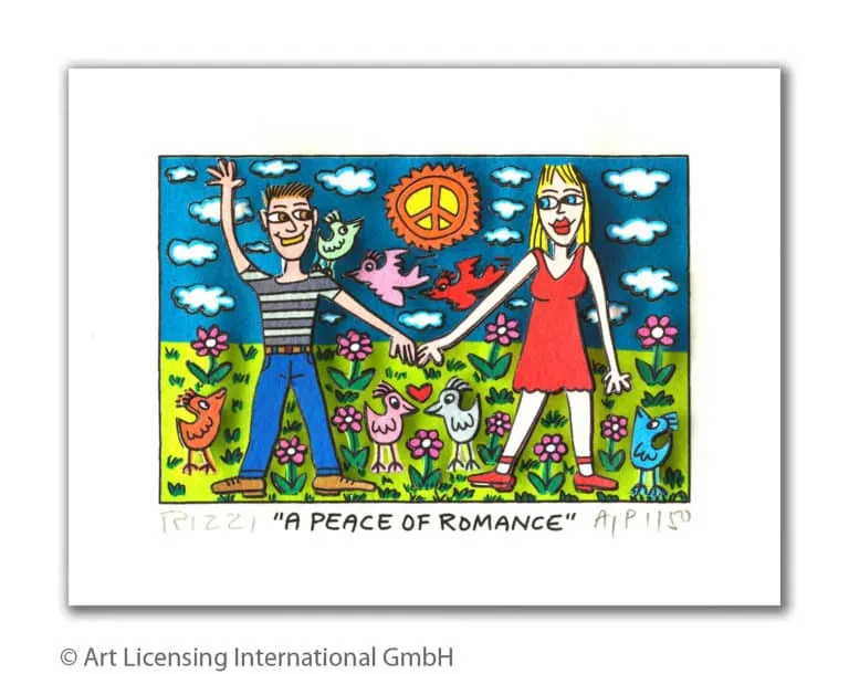 James Rizzi A Peace Of Romance mit Passepartout Auflage 350 Ex. drucksigniert 20 x 24 cm