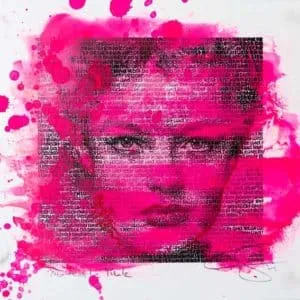 SAXA Romy Schneider Mixed Media/Pigmentdruck auf Karton 20 x 20 cm signiert und datiert Overpainting