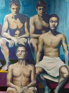 Markus Kurscheidt Quiet, please (Sauna) - Detail2 Öl auf Leinwand Unikat