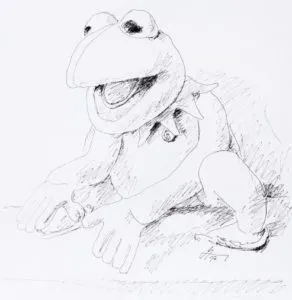 Andreas Schiller WKDA Muppets Kermit Tuschezeichnung