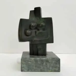 Pierre Schumann Familie mit drei Kindern Bronze patiniert ca. 11 x 8 cm