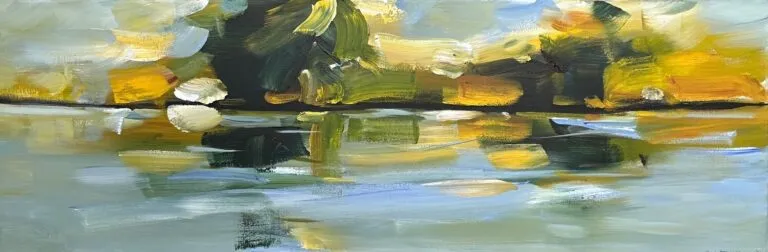 Puck Steinbrecher Schwungvolles Treiben Acryl auf Leinwand 40 x 120 cm Unikat