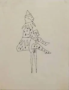Andy Warhol Man Carrying Clown, 1949-55 Tuschezeichnung 28x21,5 cm Unikat