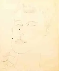 Andy Warhol Young Man, 1950 Kugelschreiber-Zeichnung 42x35 cm Unikat