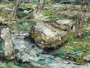 Rudi Weiss Am Fluss, 13-2020 Öl auf Leinwand