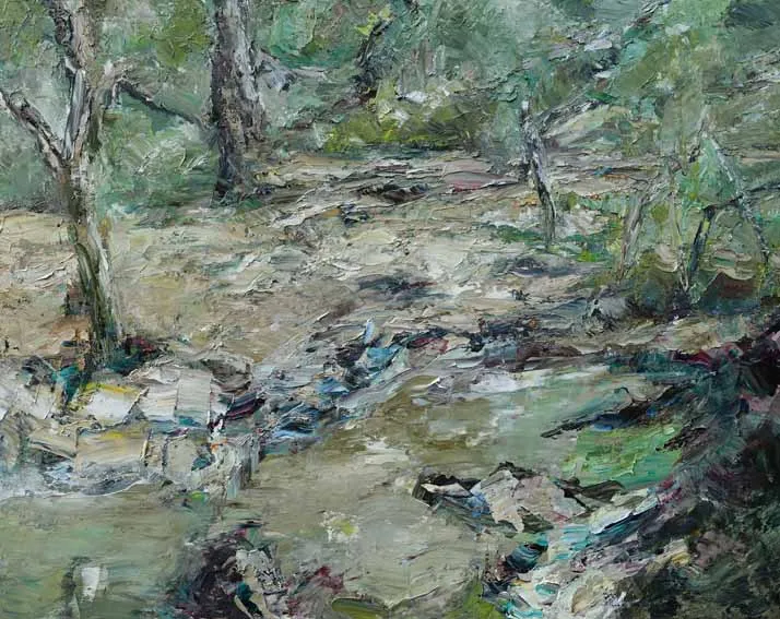 Rudi Weiss Fluss, 15-2020 Öl auf Leinwand