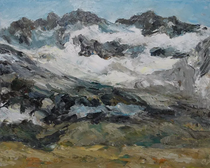 Rudi Weiss Berge, 45-2018 Öl auf Leinwand