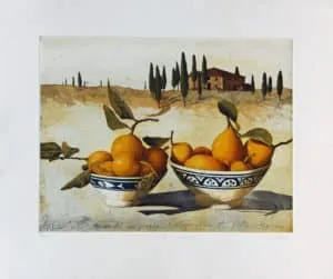 Wolfgang Zelmer Il Mondo Paese Farbradierung Probedruck 57 x 77 cm