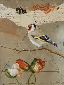 Wolfgang Zelmer Fiori E Uccello Mischtechnik/LW 40x30 cm Unikat