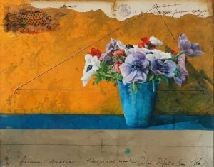 Wolfgang Zelmer Anemone Diverse Mischtechnik/LW 40x50 cm Unikat