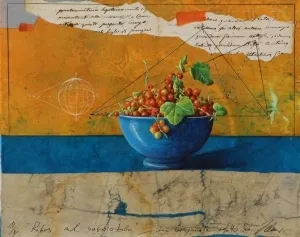 Wolfgang Zelmer Ribes Nel Vasaio Blu Mischtechnik/LW 40x50 cm Unikat