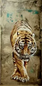 Wolfgang Zelmer La tigre Mischtechnik auf Leinwand 100 x 50 cm Unikat