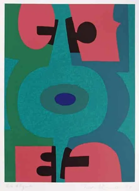 Max Ackermann Rote Akzente, 1969 Siebdruck auf glattem Karton 44,0 x 32,1 cm signiert