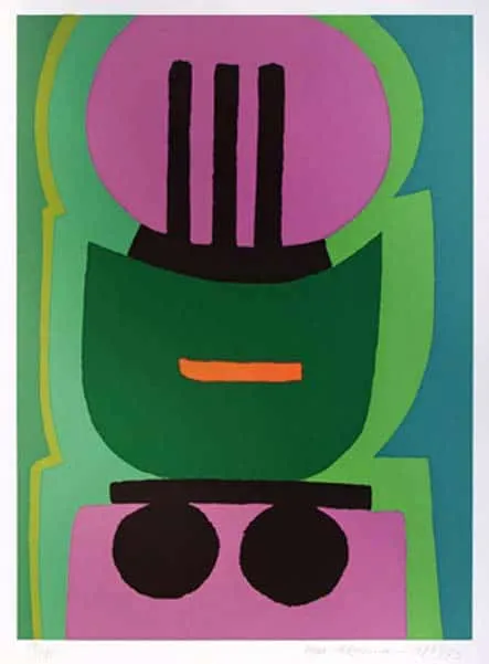 Max Ackermann Kontrapunkt auf Grün, 1973; (1969/73) Siebdruck auf glattem Karton 44,8 x 32,8 cm signiert