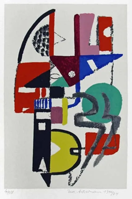 Max Ackermann Mauerbild (Spiel um Senkrechte), 1974; (1946 / 74) Siebdruck auf Bütten 47,5 x 31,2 cm signiert