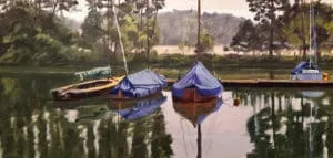 Werner Heinze Hafen Öl/Leinwand 80 x 170 cm Unikat