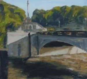 Werner Heinze Isarbrücke in München Ölgemälde