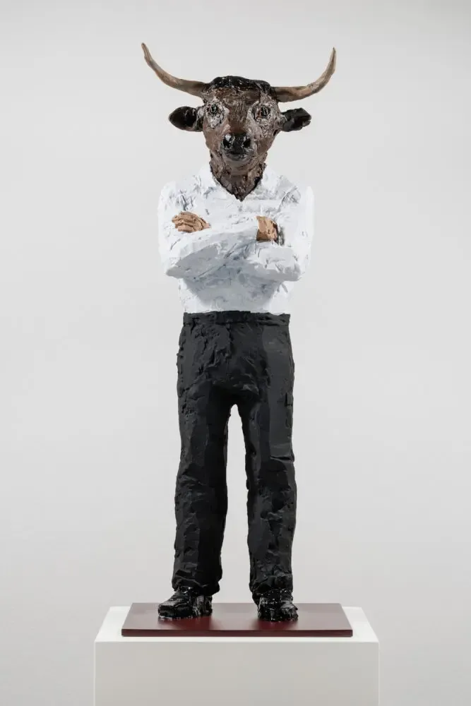 Stephan Balkenhol Stier/Bulle Bronzeskulptur, patiniert und bemalt 71 x 27 x 27 cm Aufl. 30 Ex. + 6 A.P.