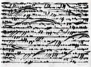 Günther Uecker Optische Partitur III, 2014 Prägedruck und Lithografie Maße 66,5 x 90 cm