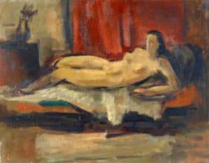 Willi Baumeister Liegender weiblicher Akt, um 1912 Öl auf Malkarton 34,8 x 45 cm