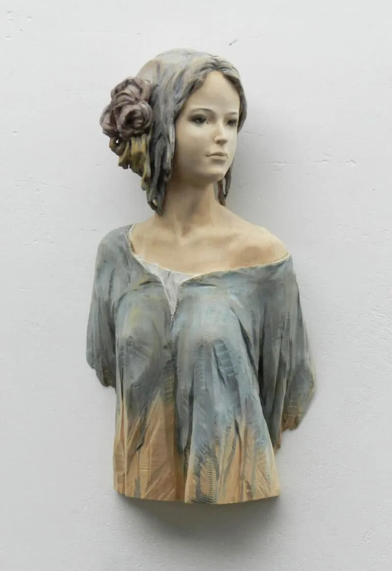 Leo Ferdinando Demetz Rosenduft Lindenholz 57 cm hoch Unikat