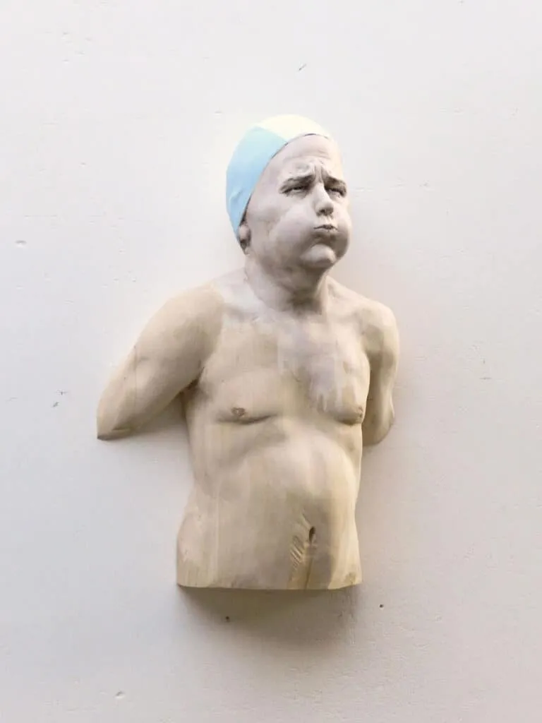 Leo Ferdinando Demetz Sonntagsschwimmer Lindenholz 56 cm hoch Unikat