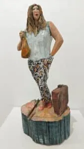 Klaus Dobrunz Brunhilde Holzskulptur Eiche bemalt 50 x 20 x 21 cm Unikat