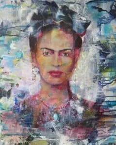 Monika Kaiblinger Frida mit Schleife Acryl auf Leinwand 50 x 40 cm Unikat