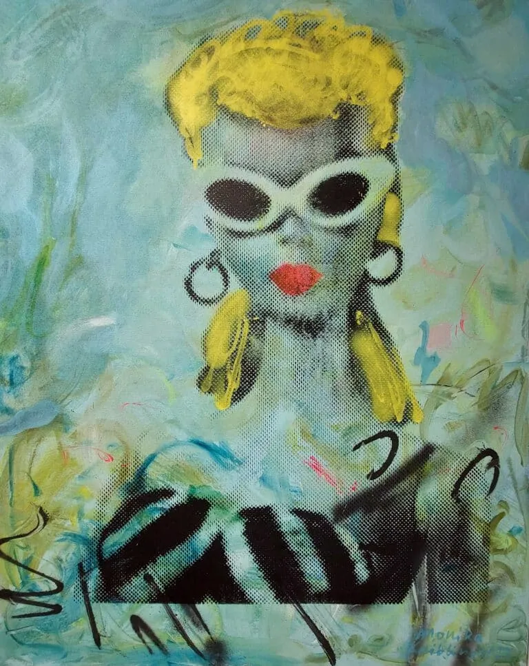 Monika Kaiblinger Barbie (Siebdruck) Öl auf Leinwand Maße 100 x 80 cm