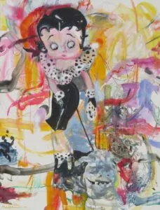 Monika Kaiblinger Betty mit Hund Acryl auf Leinwand 145 x 110 cm Unikat