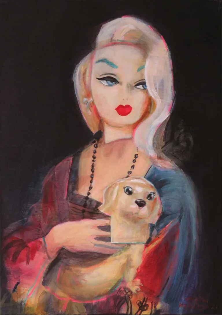 Monika Kaiblinger Leonardo Barbie Acryl auf Leinwand 70 x 50 cm