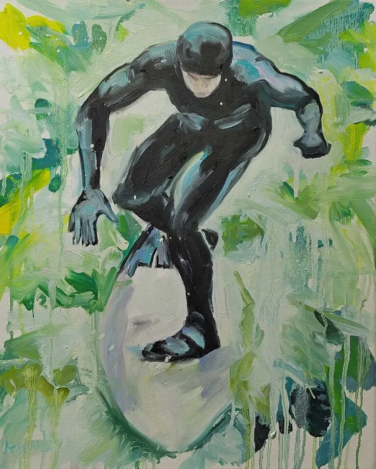 Markus Kurscheidt Eisbachsurfer Öl/Leinwand 50 x 40 cm Unikat