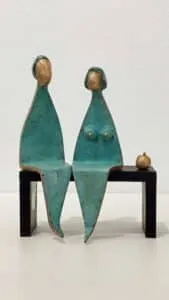 Nikos W. Dettmer Liebesbarometer Bronze patiniert, Holz ca. 17 x 12 x 6 cm Auflage 99 Exemplare