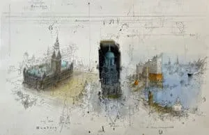 Alexander Befelein Magic Hamburg, 2023 Mischtechnik/Papier Maße 30 x 45,5 cm Unikat