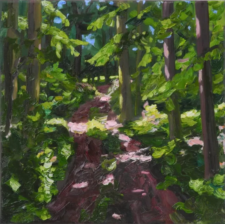 Hermann Reimer Waldweg Öl/Leinwand 40 x 40 cm Unikat
